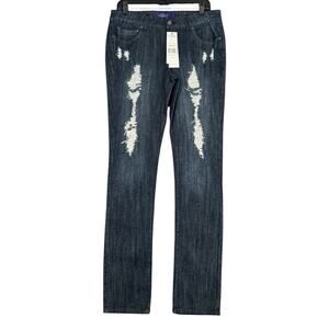 Miley Cyrus Max Azria Dark‎ Wash Distressed Ripped Stretch Denim Jeans Size 13
